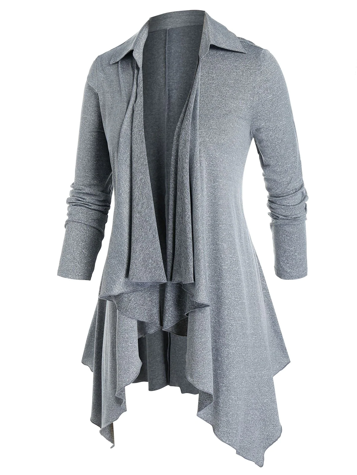 Plus Size Draped Front Asymmetric Cardigan